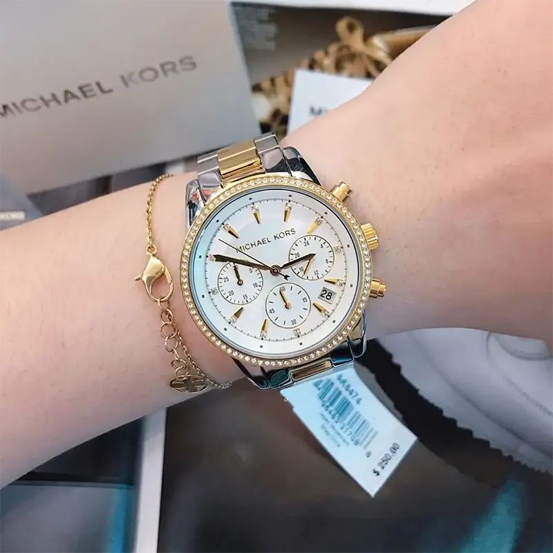 Michael Kors Ritz Chronograph Rose Gold-tone Ladies Watch- MK6474
